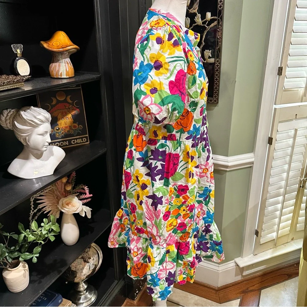 J.Crew Bold Floral Cotton Mini Dress (Size 8) - Picture 8 of 13